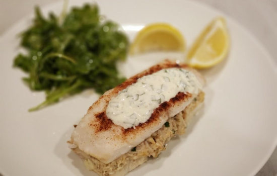 Crab Stuffed Cod with Herbed Aioli