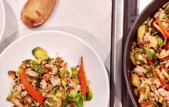 Chicken & Shredded Brussels Sprouts Bowls