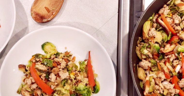 Chicken & Shredded Brussels Sprouts Bowls