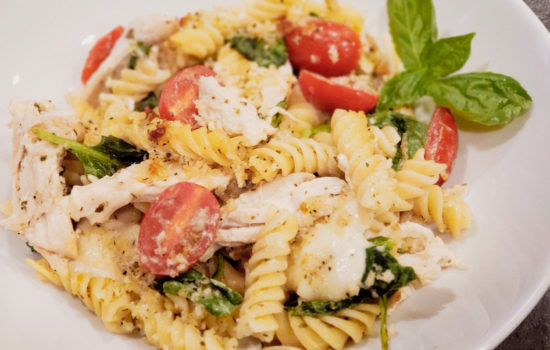 Pasta Bake with Chicken, Tomatoes & Spinach