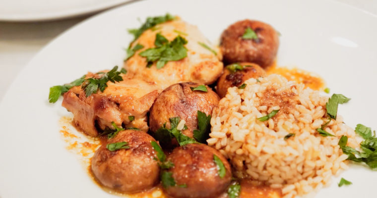 One Pan Garlic Butter Chicken & Mushrooms