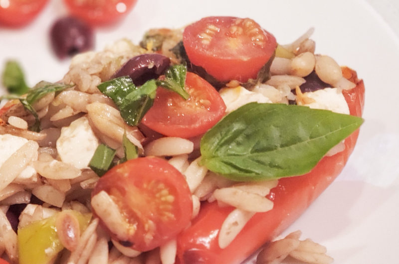 Greek Orzo Stuffed Red Peppers