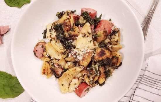 Gnocchi with Spinach, Sausage & Artichokes
