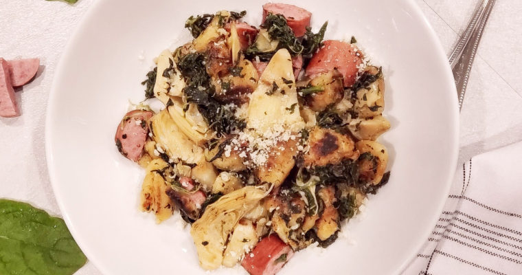 Gnocchi with Spinach, Sausage & Artichokes