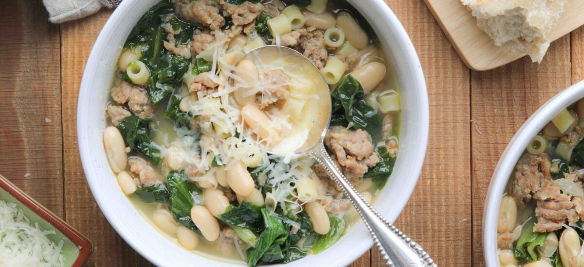 Simple Italian Escarole, Sausage & Bean Soup