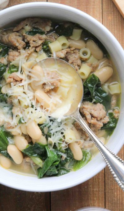 Simple Italian Escarole, Sausage & Bean Soup