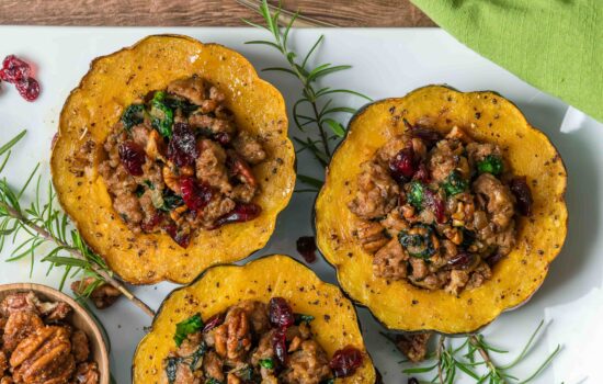 Simple Rustic Sausage Stuffed Acorn Squash