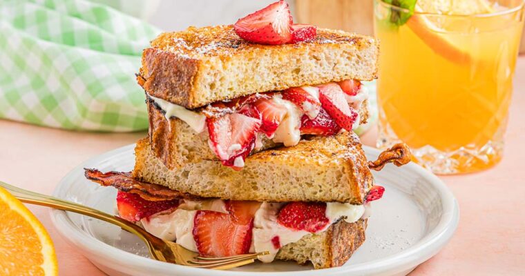 The Best Bacon Strawberry Stuffed French Toast!