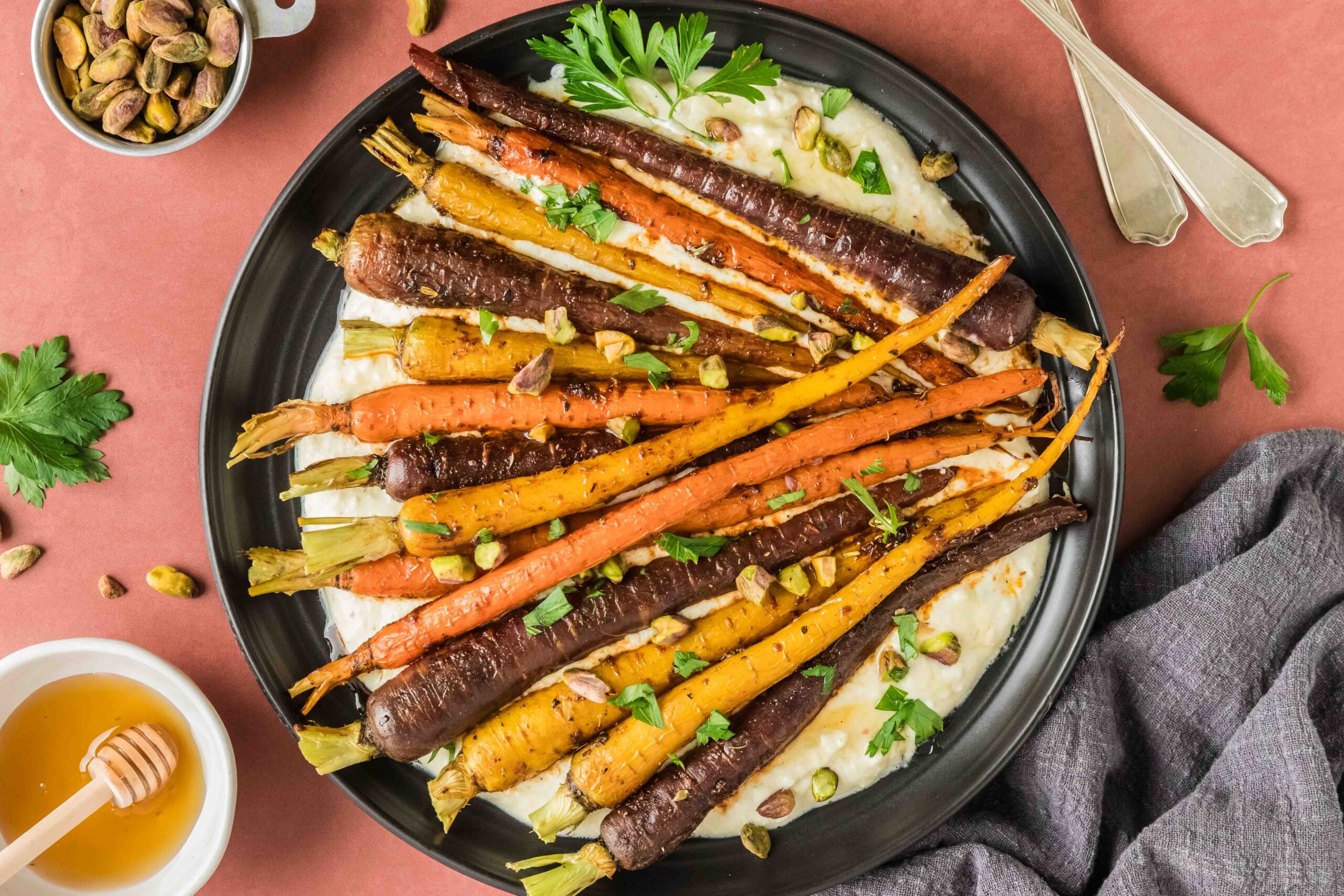 Roasted Rainbow Carrots with Whipped Feta