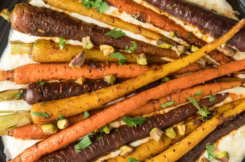 Roasted Rainbow Carrots with Whipped Feta