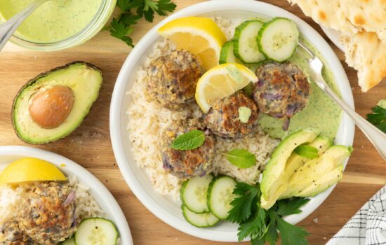 Zesty Lamb Meatballs with Green Goddess Sauce