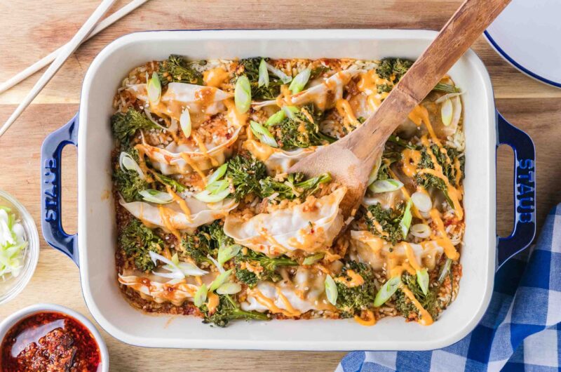 One Pan Rice and Dumpling Bake