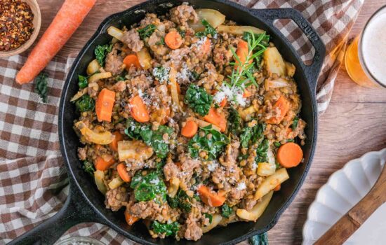Tuscan Sausage and Lentil Skillet